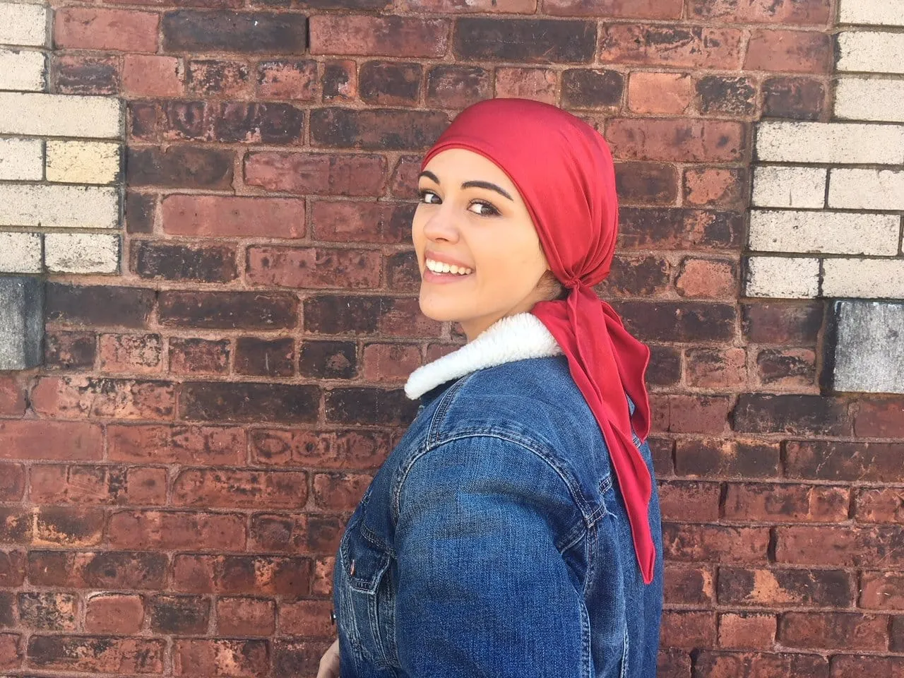 Red Christmas Gift | Unique Tie Back Hat To Conceal Hair | Red Sparkly Pre Tied Head Scarf Tichel Hijab Head Wrap | Hair Cover For Women.