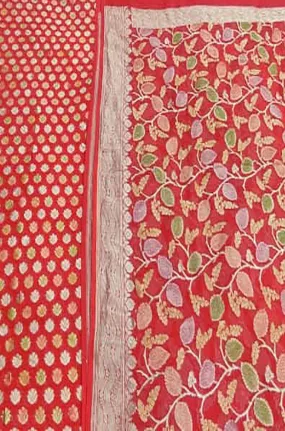 Red Handloom Banarasi Pure Georgette Brush Dyed Suit