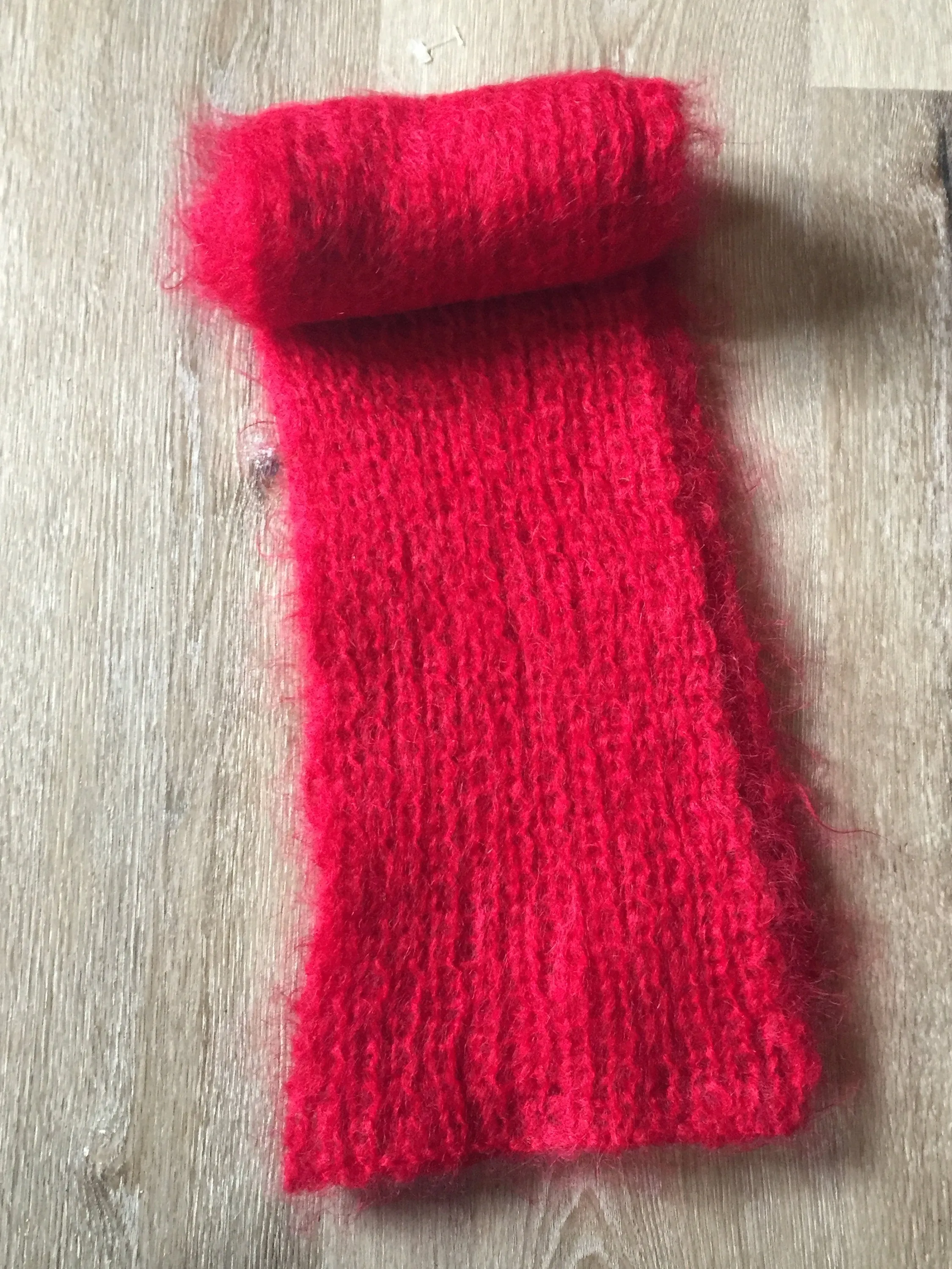 Red mohair scarf, SOLD