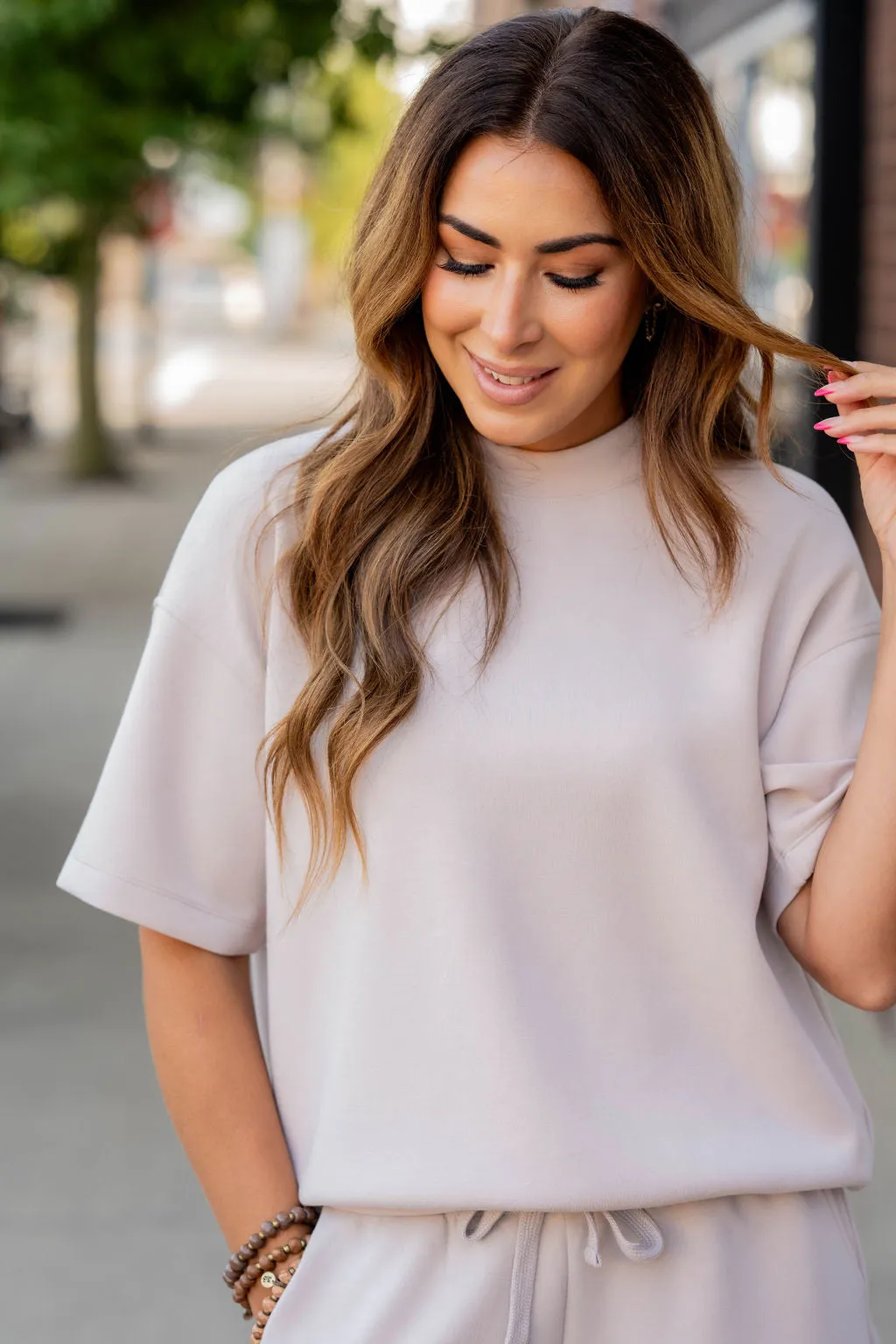 Relaxed Mock Neck Tee