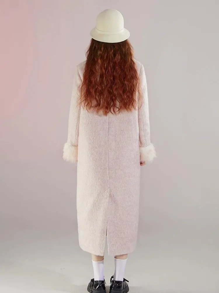 Retro pink fur collar coat【s0000004597】