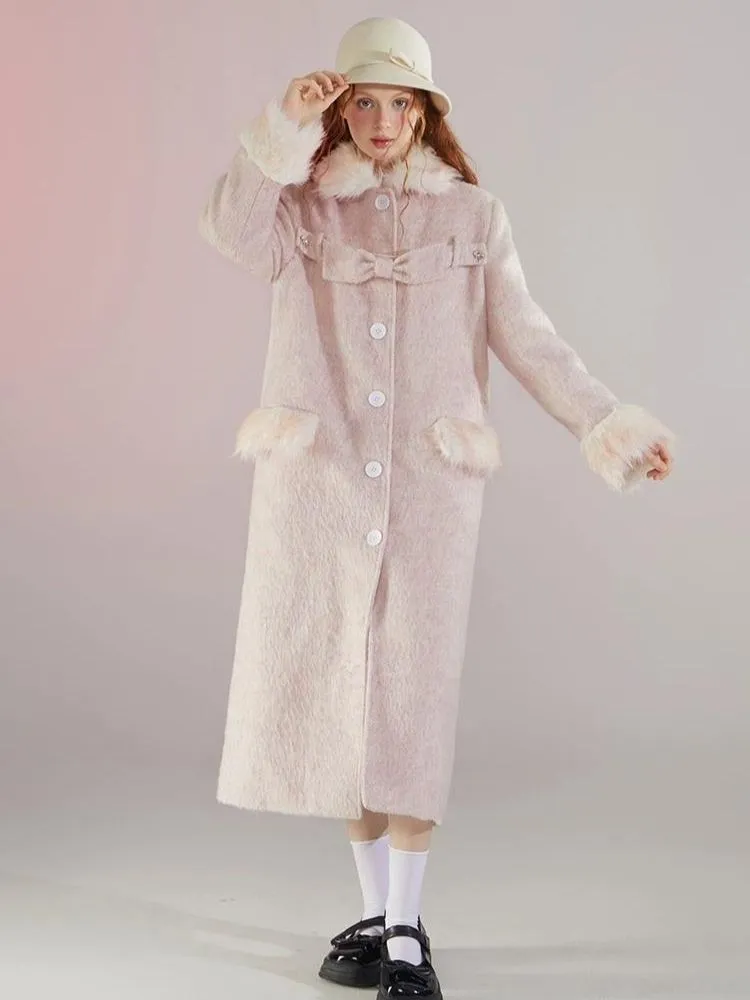 Retro pink fur collar coat【s0000004597】