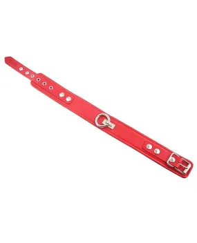 Rouge Plain Leather Adjustable Collar 1 Ring - Red