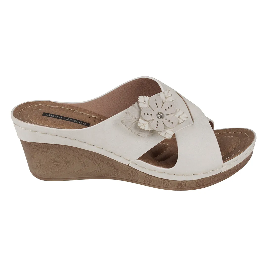 Selly White Wedge Sandals