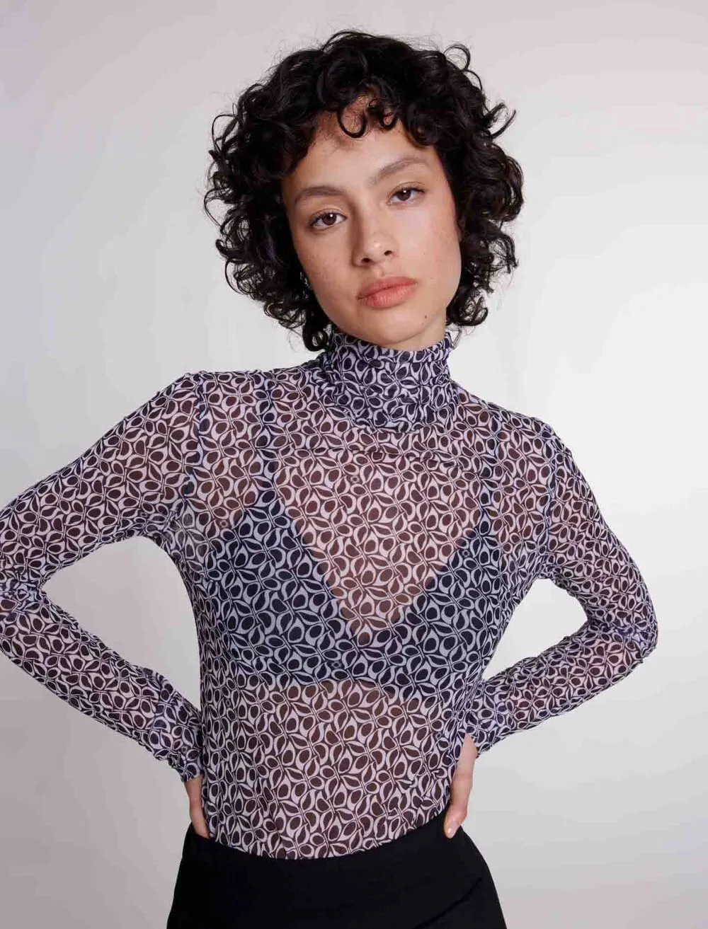 Semi-sheer patterned top