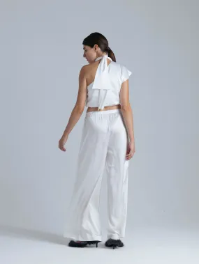 Silk Palazzo Pants and Top Set 'Danielle&Leto' in Milk White