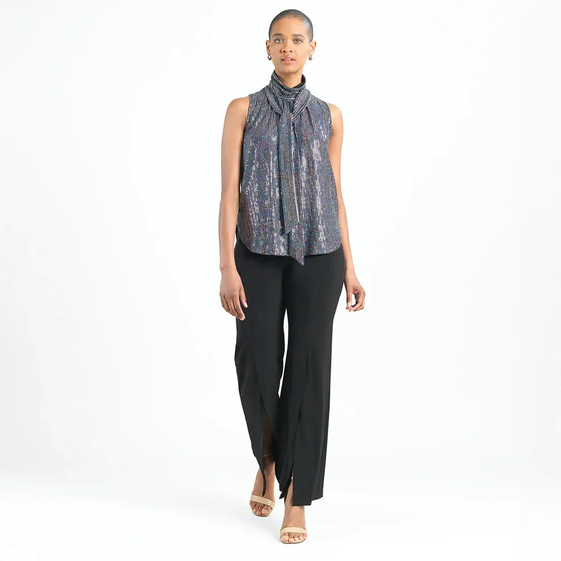 Sleeveless Shimmer Top in Black Silver by Clara Sun Woo