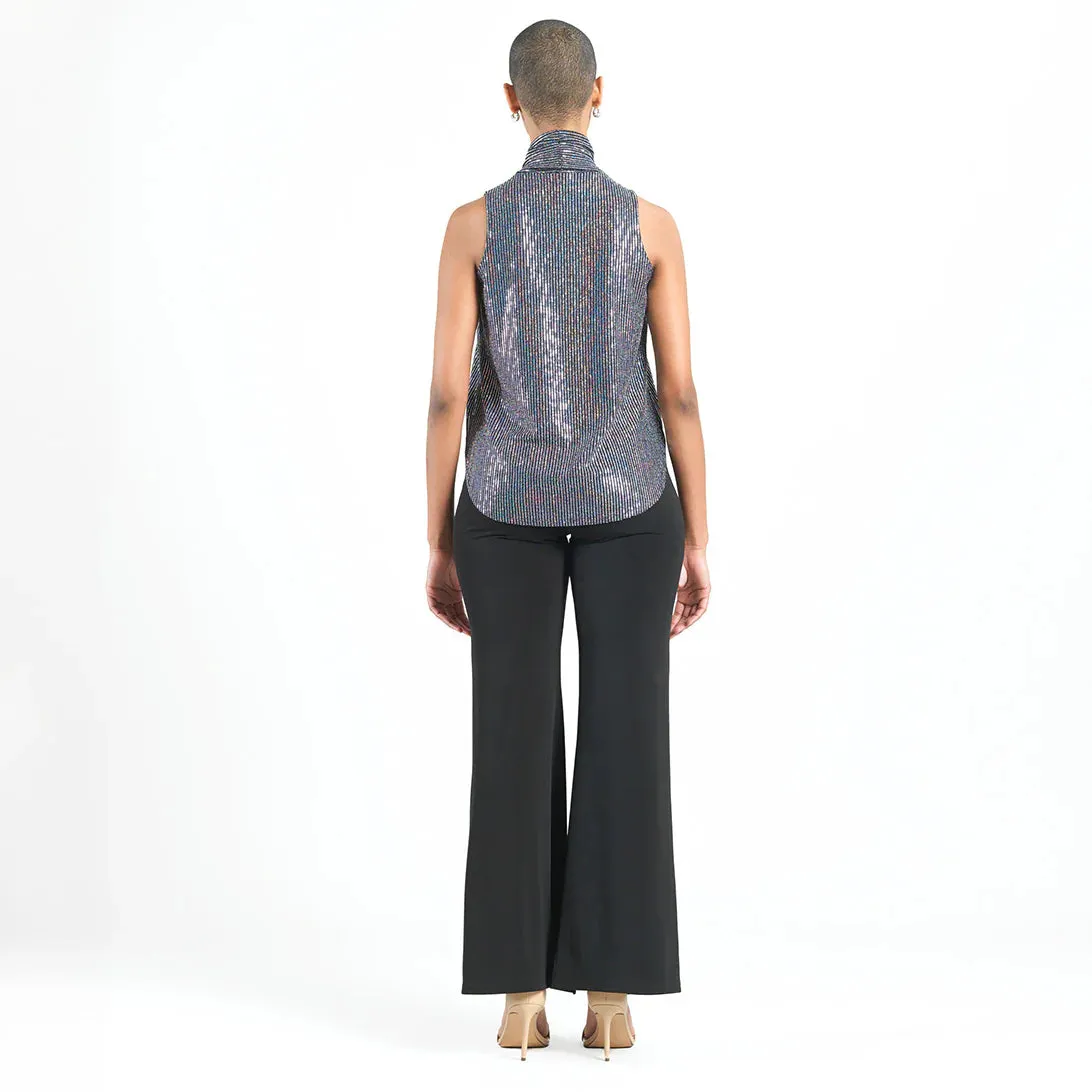 Sleeveless Shimmer Top in Black Silver by Clara Sun Woo