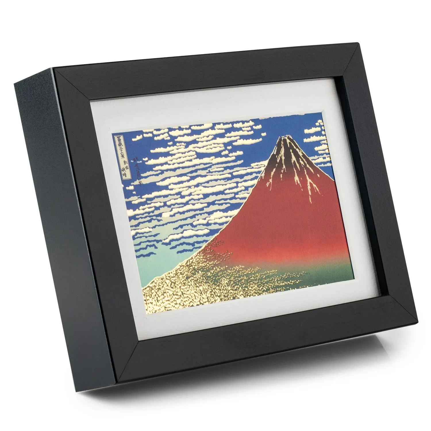 Small Red Mount Fuji Framed Japanese Picture