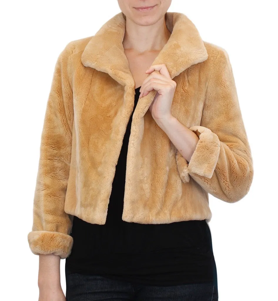 SMALL/MEDIUM BUTTERSCOTCH SHEARED BEAVER FUR BOLERO JACKET