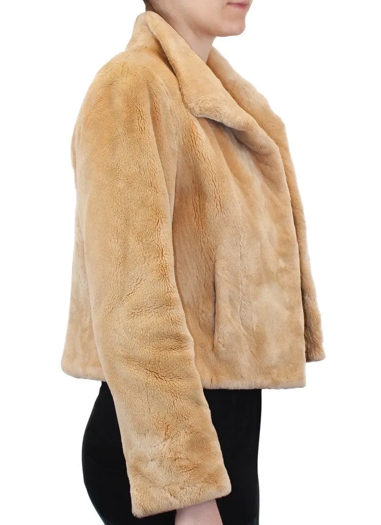 SMALL/MEDIUM BUTTERSCOTCH SHEARED BEAVER FUR BOLERO JACKET