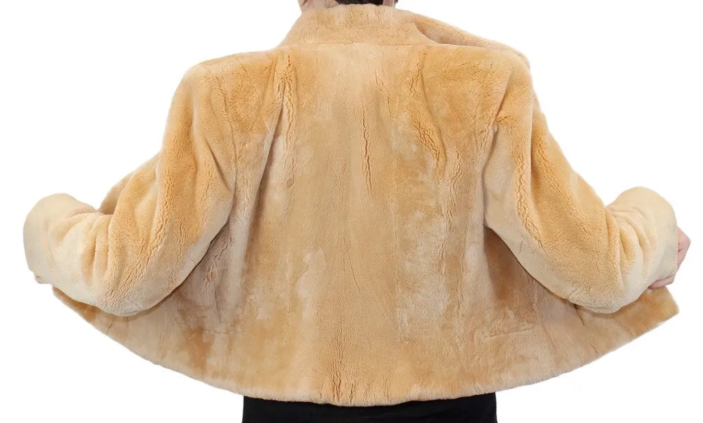 SMALL/MEDIUM BUTTERSCOTCH SHEARED BEAVER FUR BOLERO JACKET