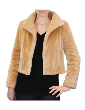 SMALL/MEDIUM BUTTERSCOTCH SHEARED BEAVER FUR BOLERO JACKET