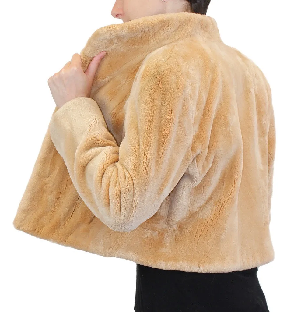 SMALL/MEDIUM BUTTERSCOTCH SHEARED BEAVER FUR BOLERO JACKET