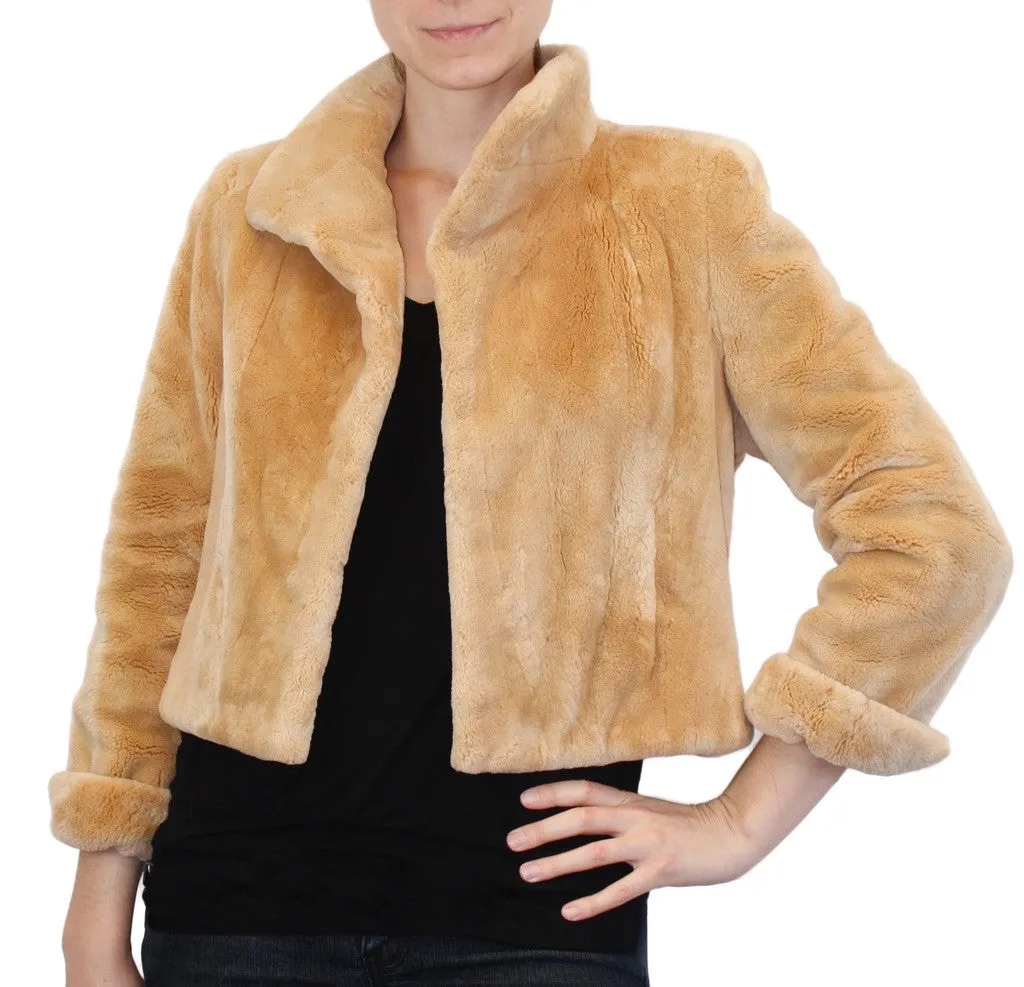 SMALL/MEDIUM BUTTERSCOTCH SHEARED BEAVER FUR BOLERO JACKET