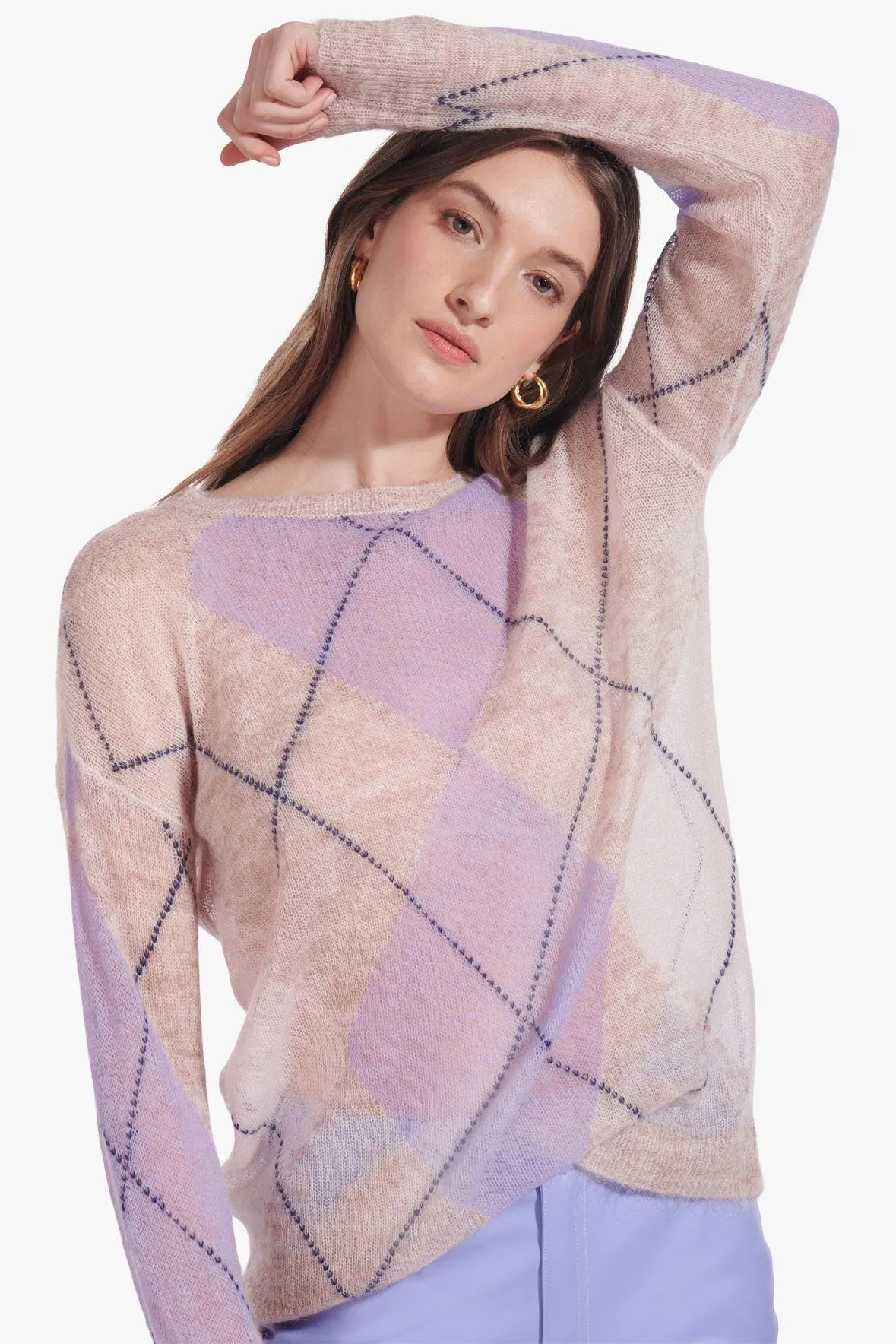 SOLITAIRE SWEATER | CRYSTAL GREY ARGYLE