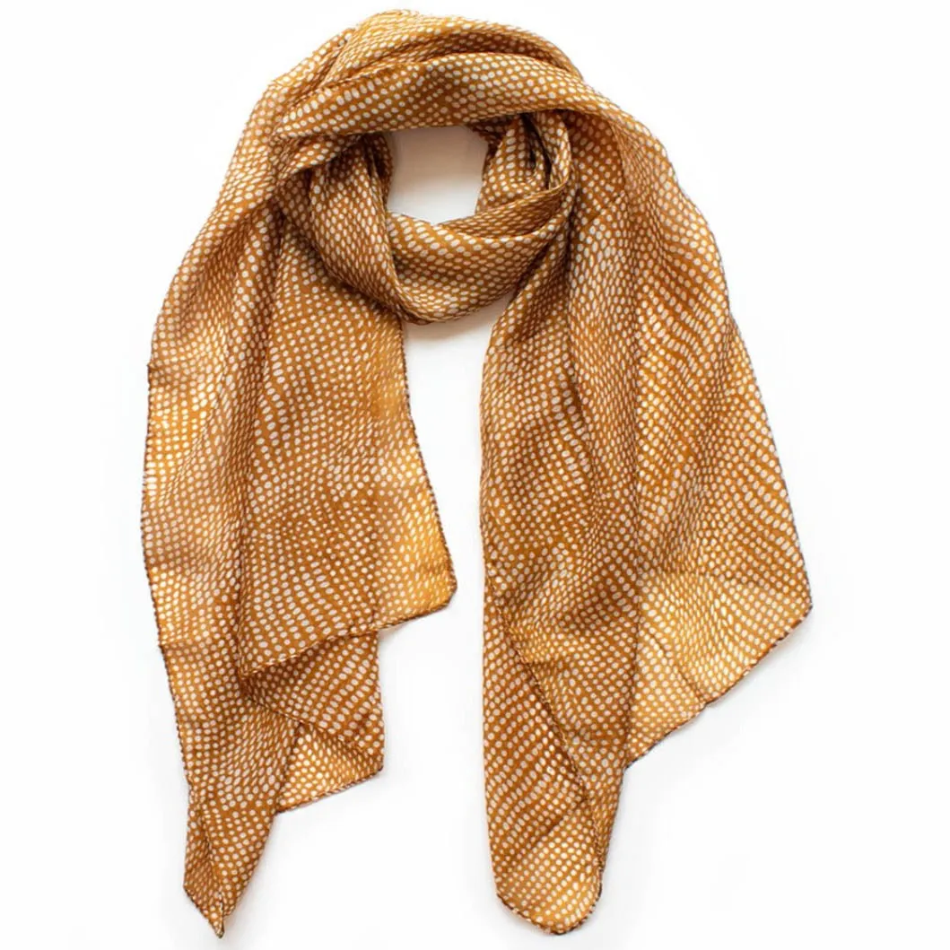 Spot Silk Scarf Caramel