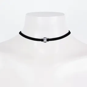 Stainless Steel Faux Leather Circle of O Choker, Discreet Day Collar for BDSM Submissive