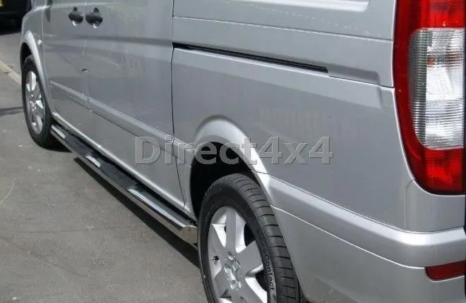 Stainless Steel Side Bars with Step Pads for Mercedes Vito/Viano 04-14 SWB&LWB