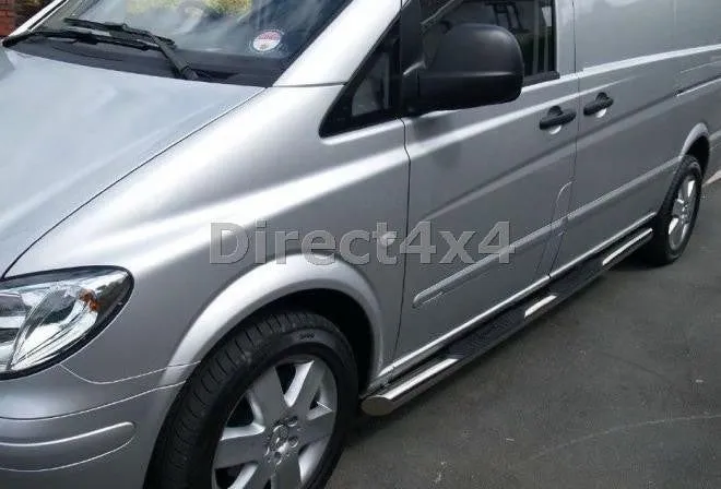 Stainless Steel Side Bars with Step Pads for Mercedes Vito/Viano 04-14 SWB&LWB