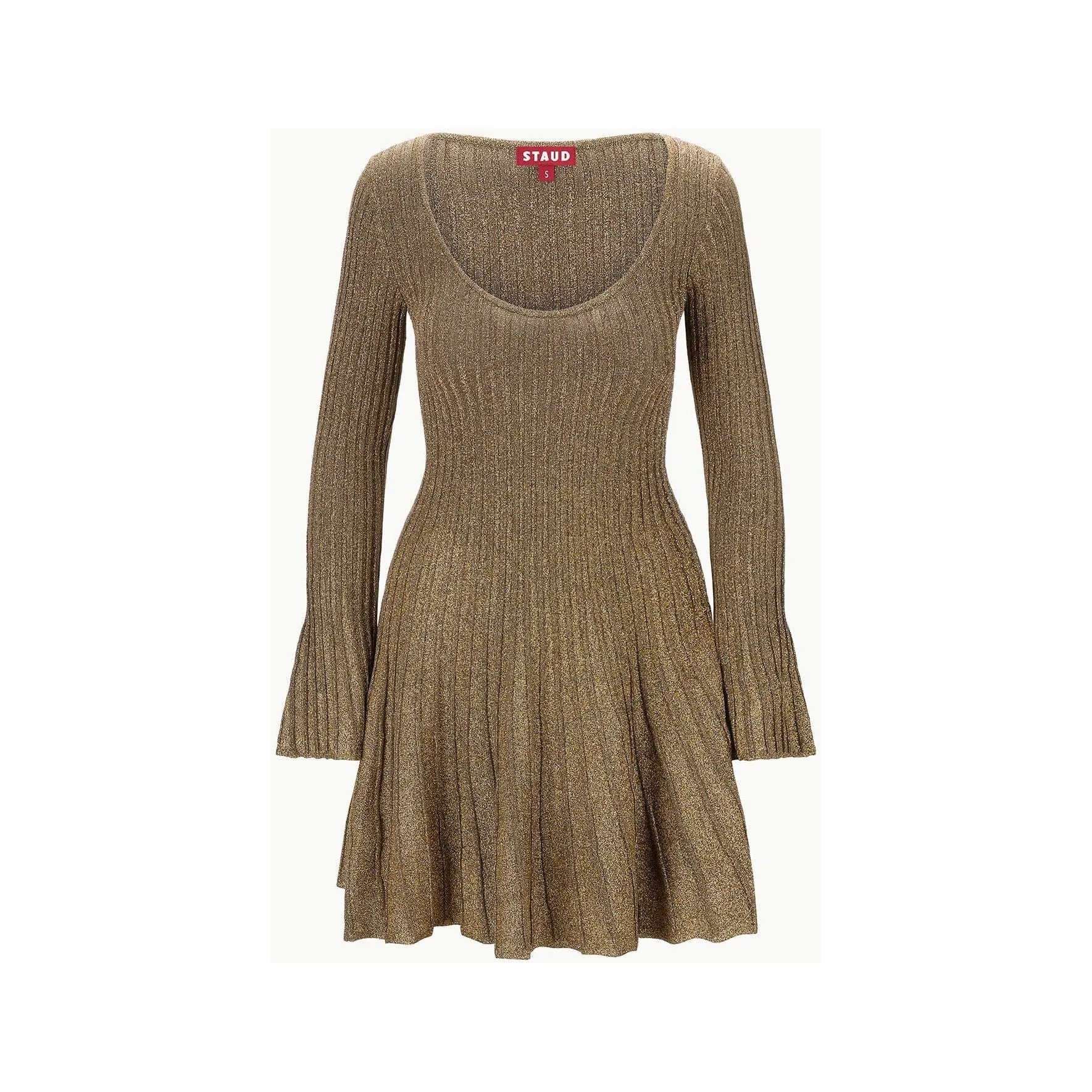 Staud Raquel Dress in Metallic Gold