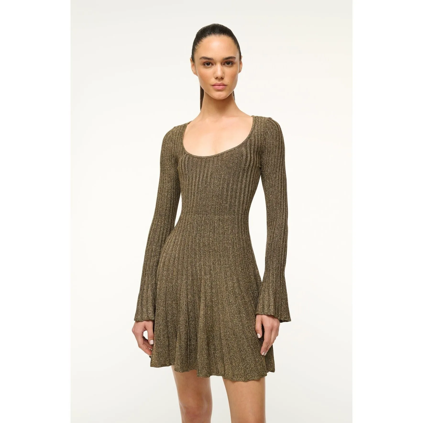 Staud Raquel Dress in Metallic Gold