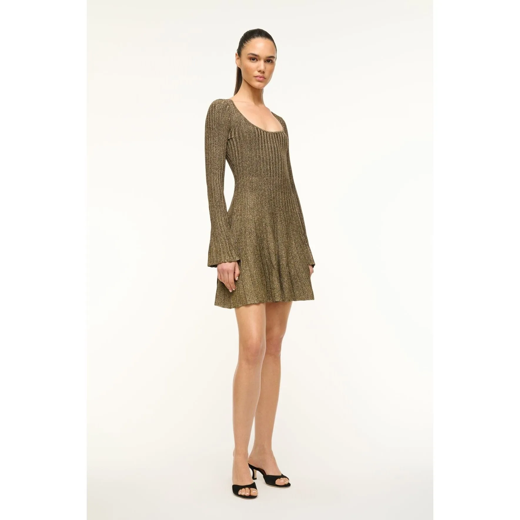 Staud Raquel Dress in Metallic Gold