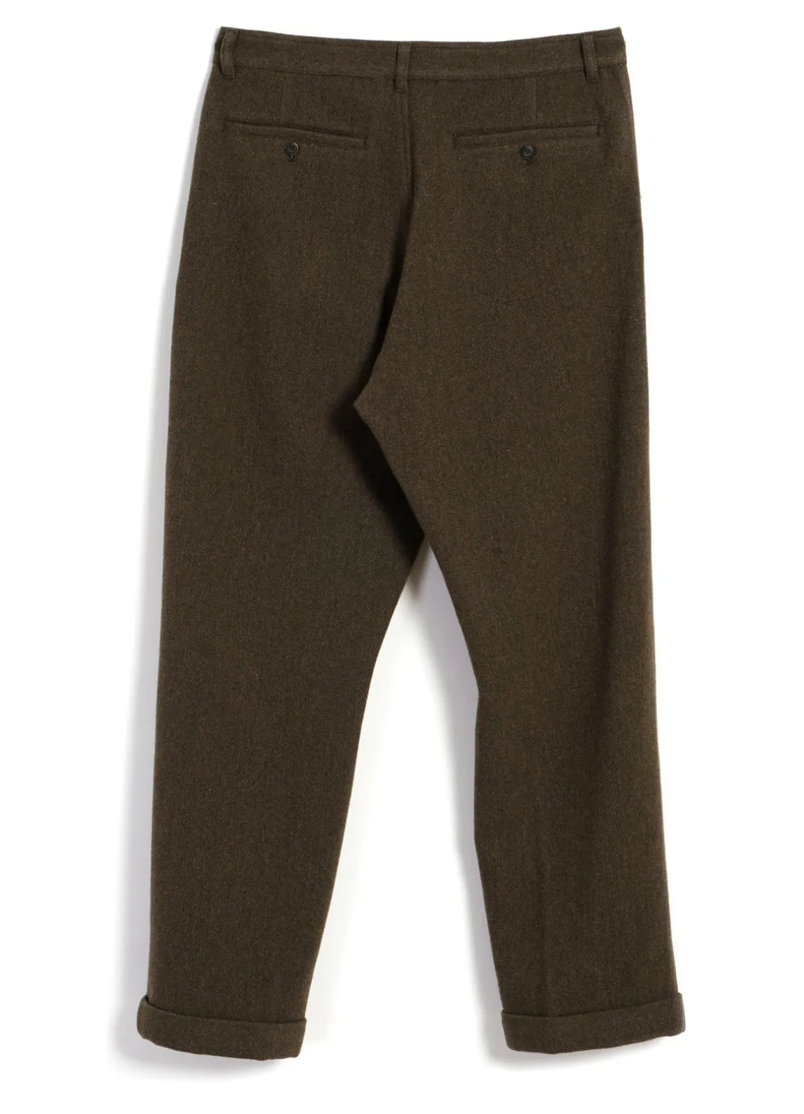 SUNE | Pleated Wide Cut Trousers | Brown Herringbone