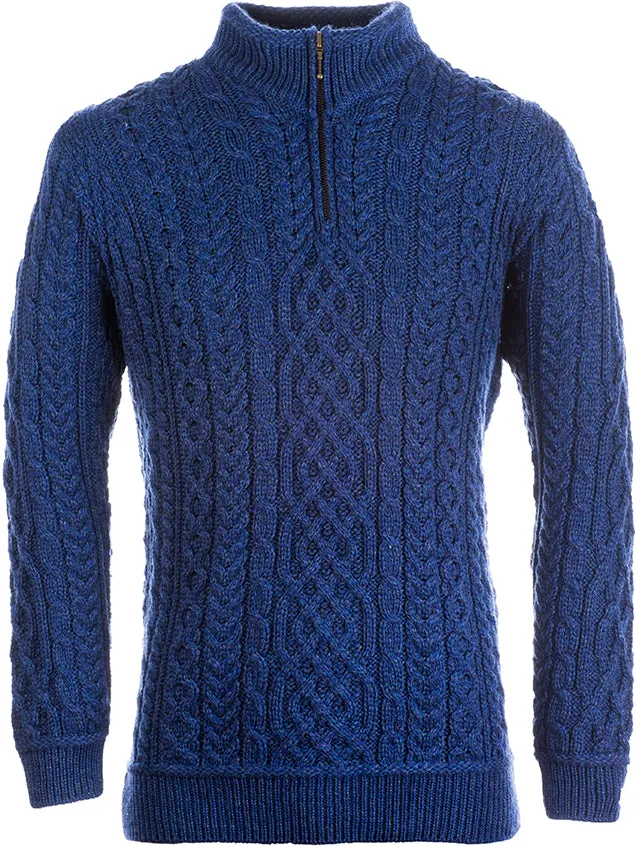 Super Soft Aran Troyer Half Zip Sweater - Ink