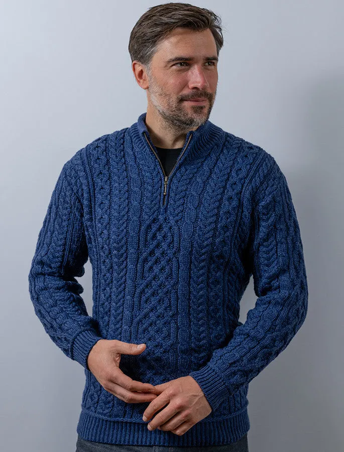 Super Soft Aran Troyer Half Zip Sweater - Ink