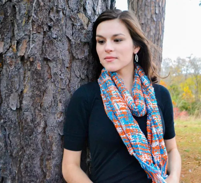 Tangerine Blue Silk Scarf