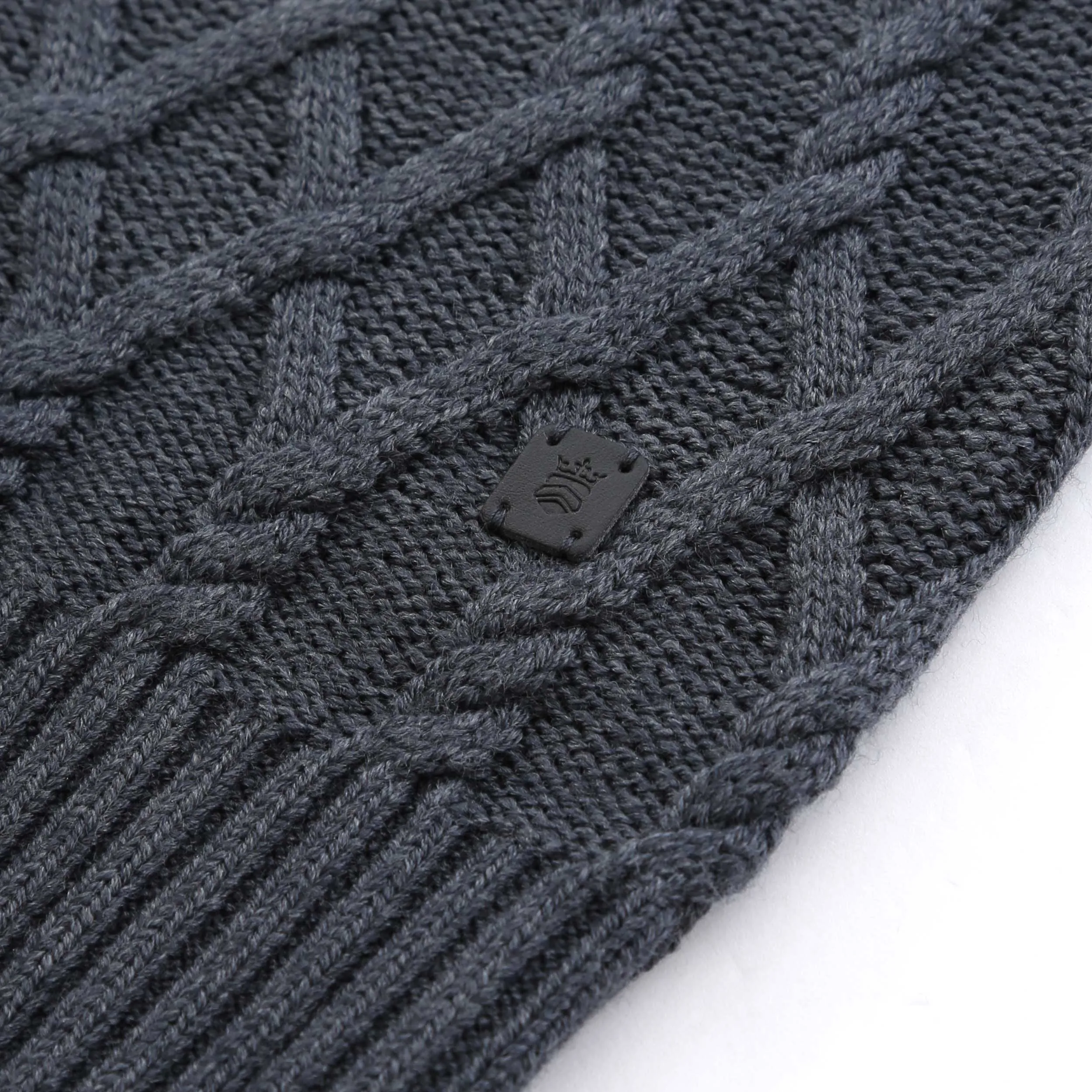 Thomas Maine Chunky Cable Roll Neck Knitwear in Dark Grey