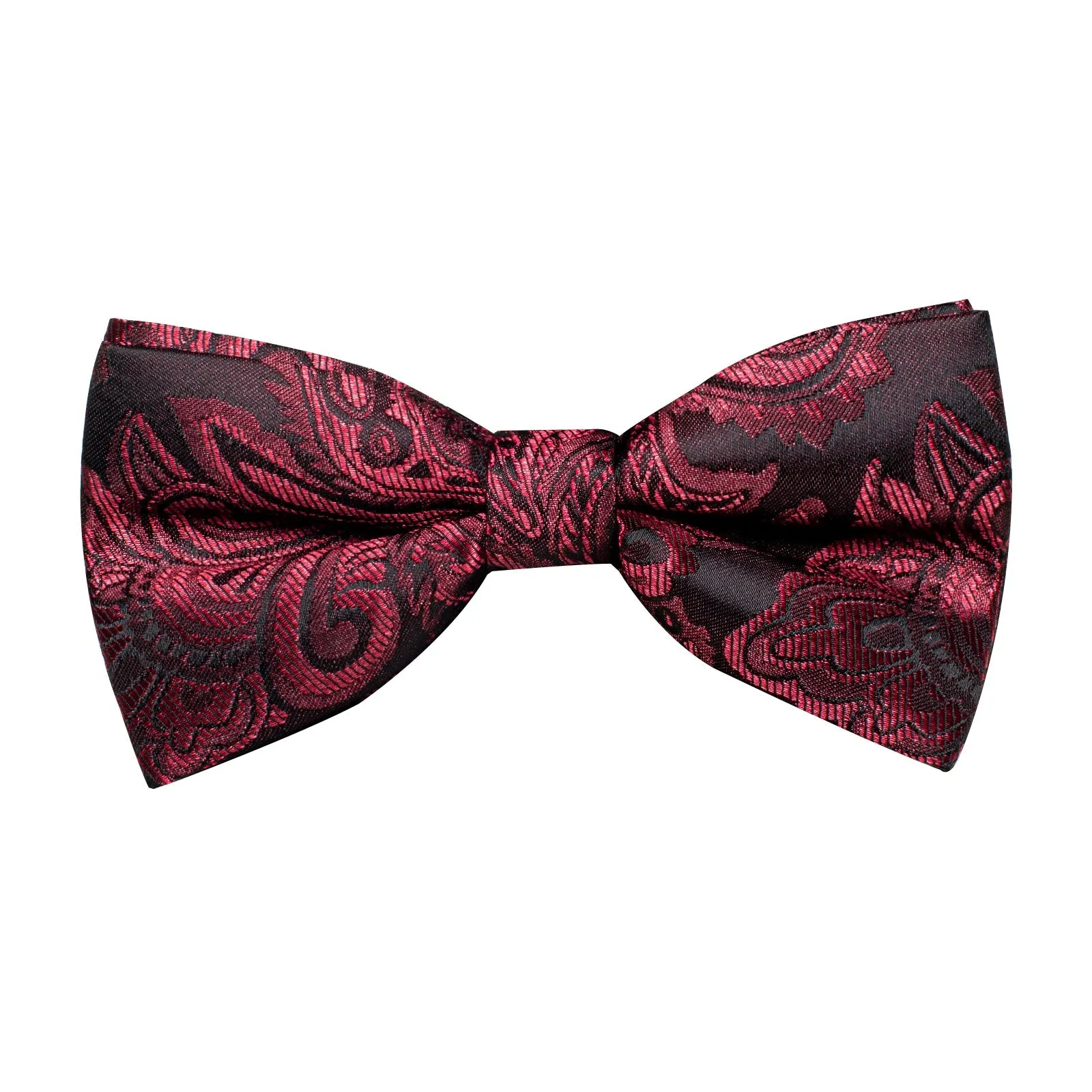 Ties2you Red Vest Silk Paisley Burgundy Collar Vest Bow Tie Handkerchief Cufflinks Set Waistcoat Suit Set for Mens