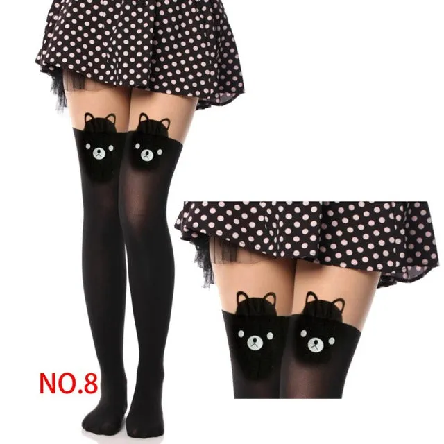 Tights Pantyhose Women Sexy Stockings Cat Pattern Print Cartoon 20 Style Spring&Autumn Mock Medias Pantis Woman Collant Femme