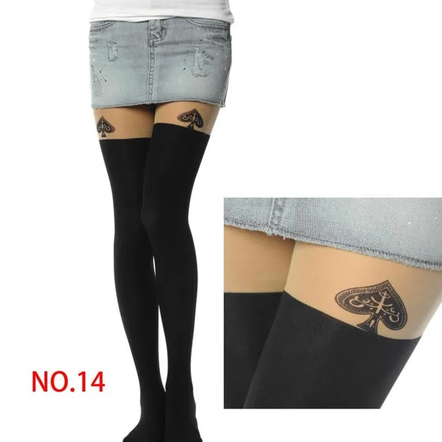 Tights Pantyhose Women Sexy Stockings Cat Pattern Print Cartoon 20 Style Spring&Autumn Mock Medias Pantis Woman Collant Femme