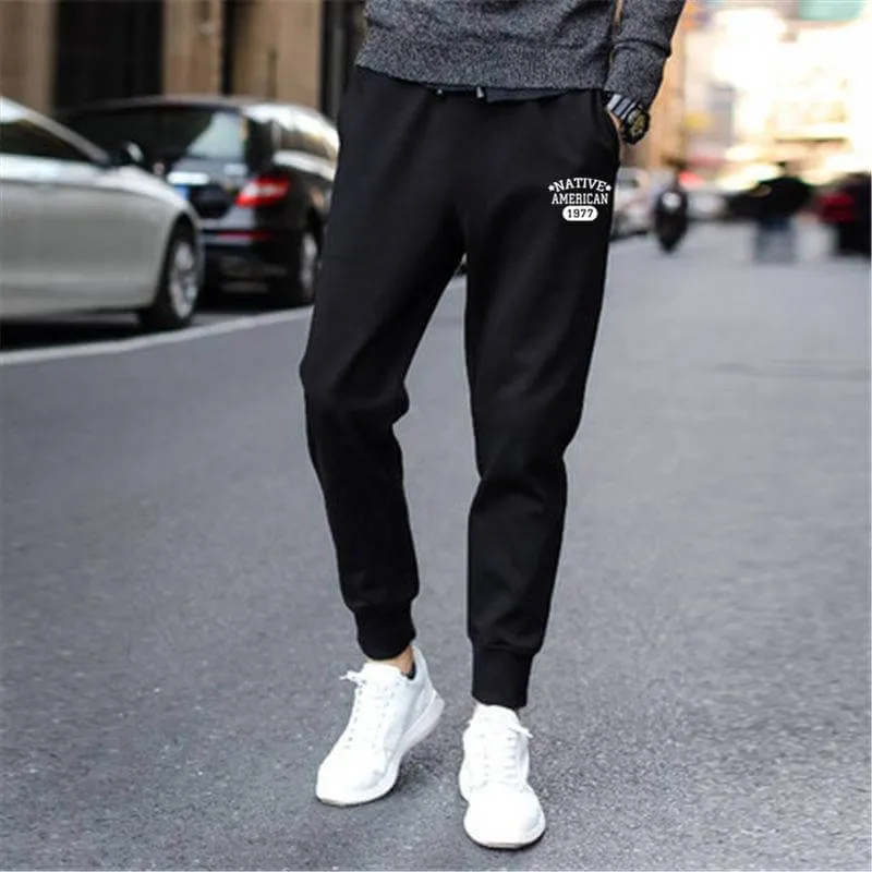 Trendy thin pants men's straight nine points casual trousers sportswear