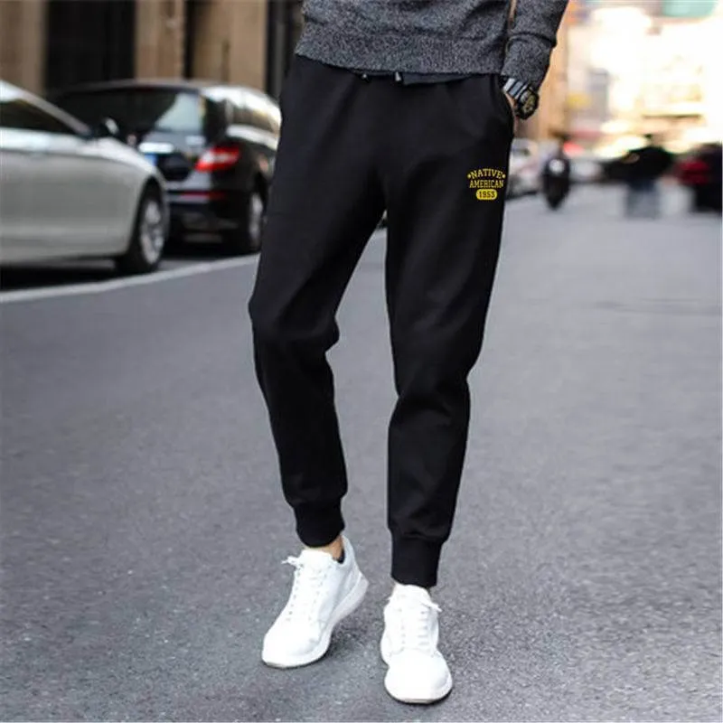 Trendy thin pants men's straight nine points casual trousers sportswear