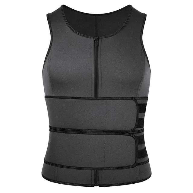 Trendy Workout Sauna Vest Tank With Double Zipper Body Shaper For Men