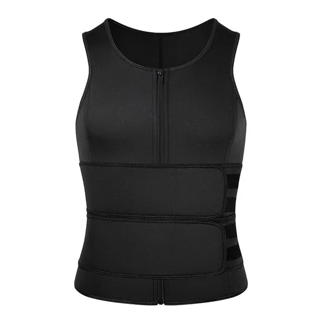 Trendy Workout Sauna Vest Tank With Double Zipper Body Shaper For Men