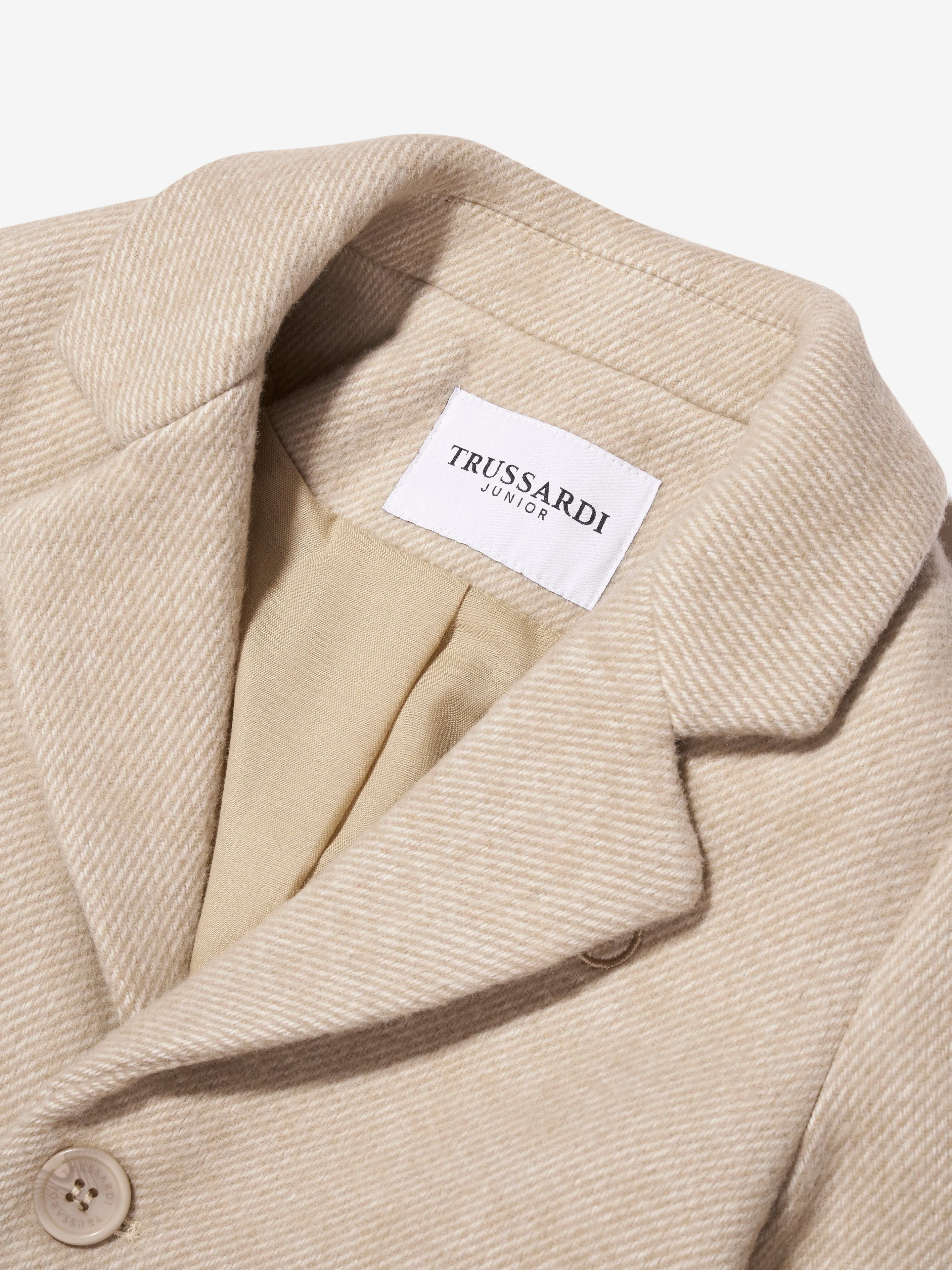 Trussardi Boys Imaril Long Coat in Beige