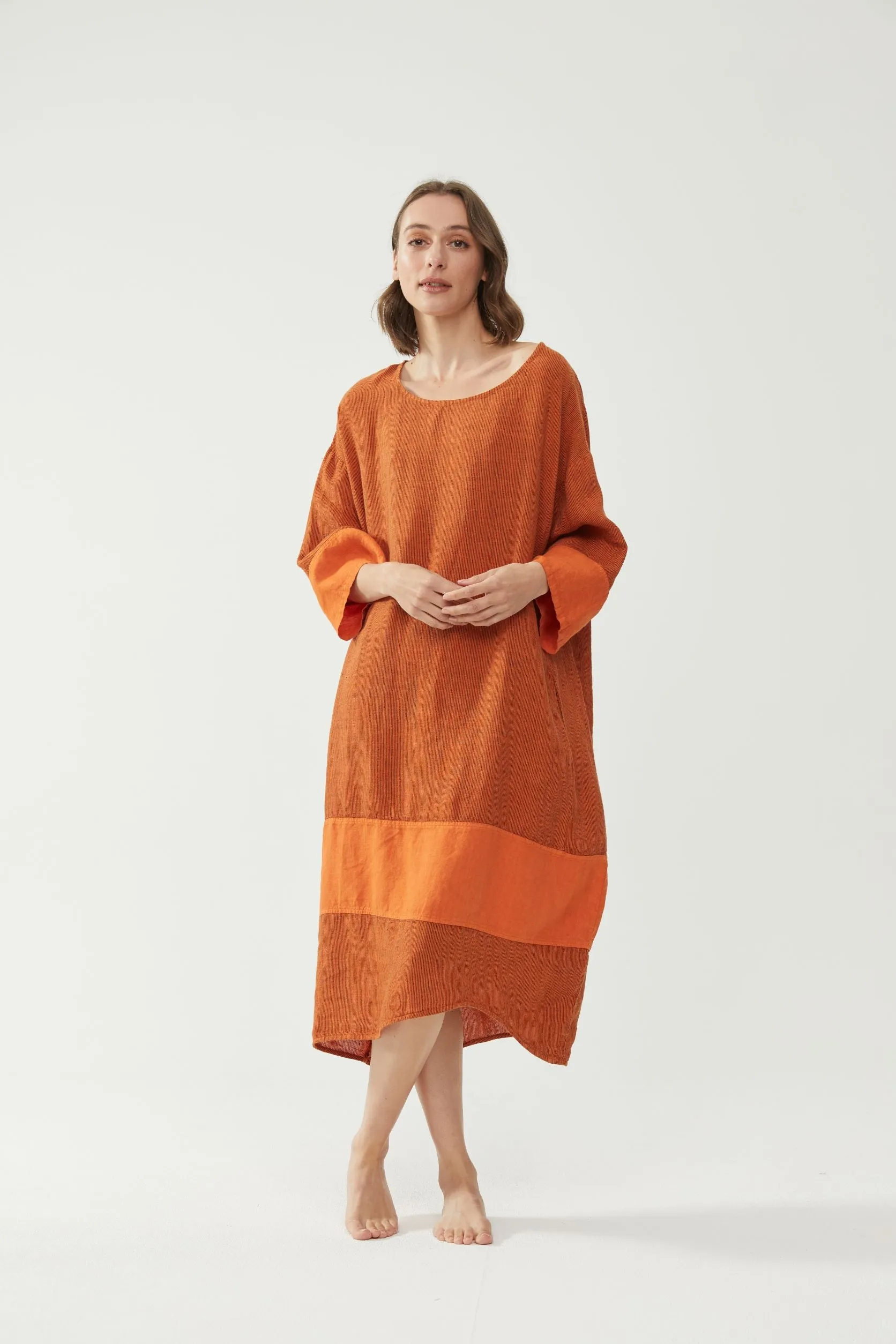 Tulip Dress Pumpkin Stripe