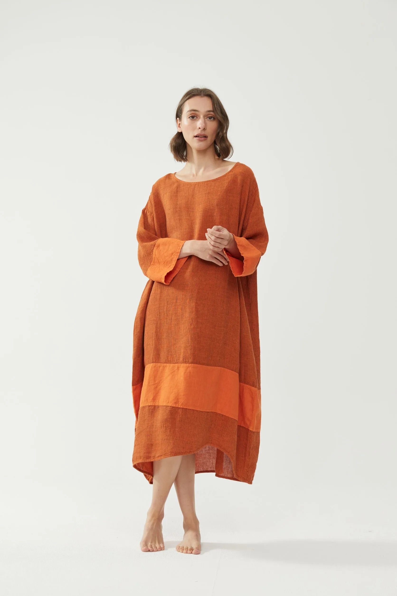 Tulip Dress Pumpkin Stripe