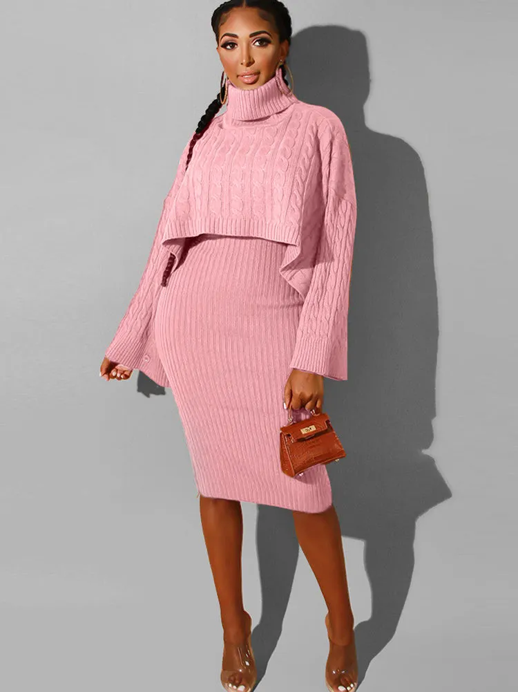 Two Piece Sweater Midi Dresses Outfits