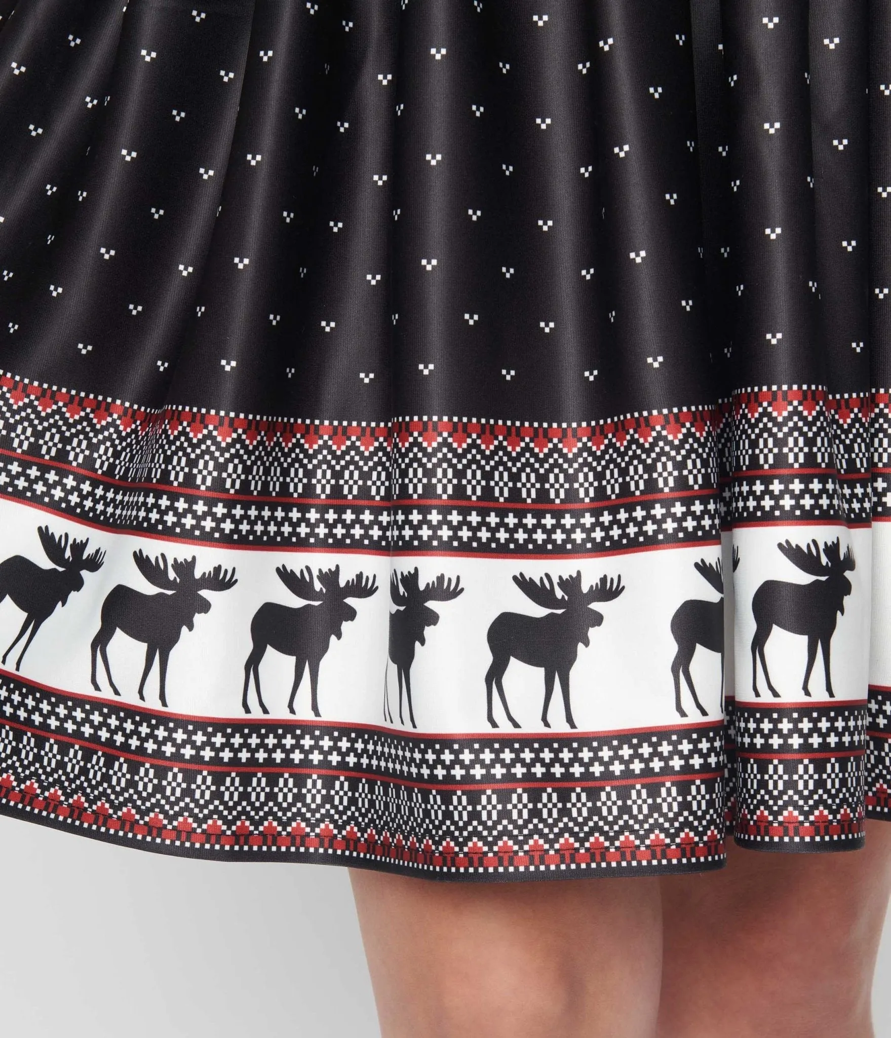 Unique Vintage Black Moose Fair Isle Stephanie Fit & Flare Dress