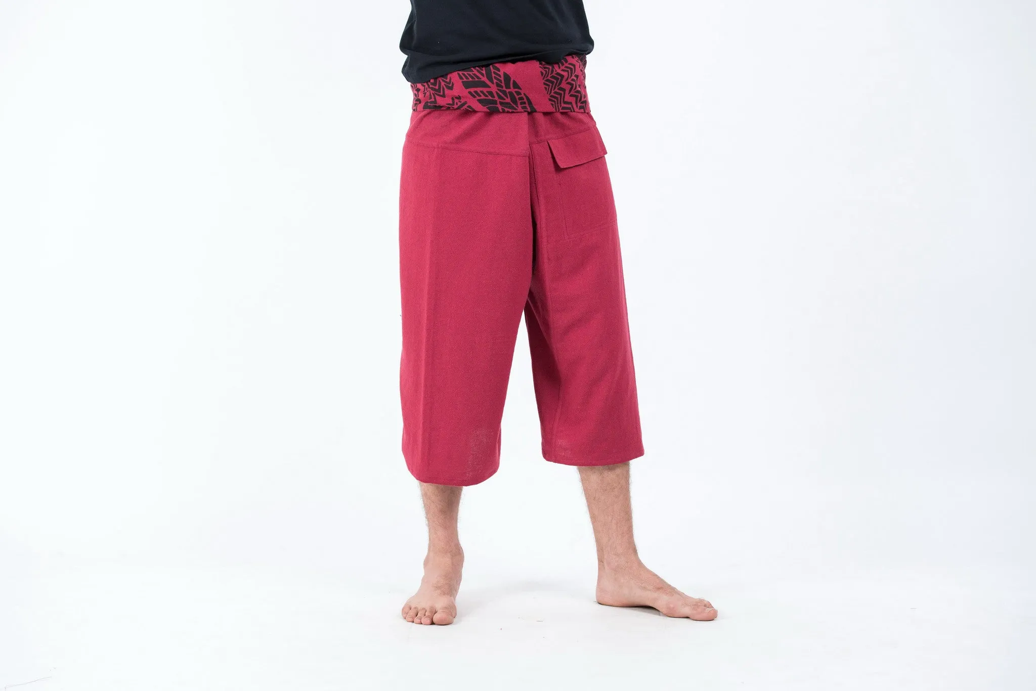 Unisex Cropped Thai Fisherman Pants in Maroon