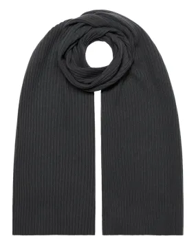 Unisex Short Ribbed Cashmere Scarf Anthracite Grey