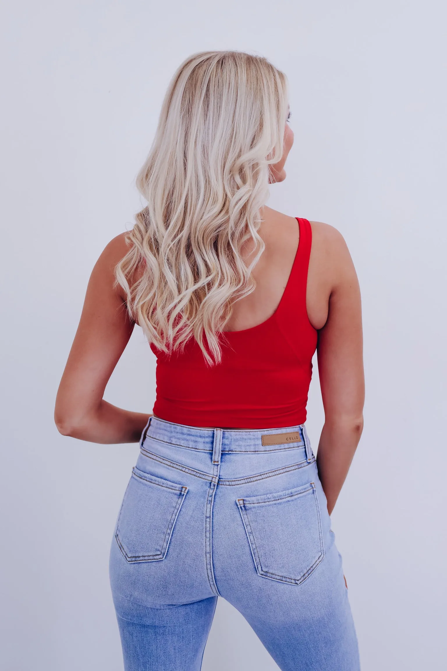 Vera V-Neck Bralette Tank - Red