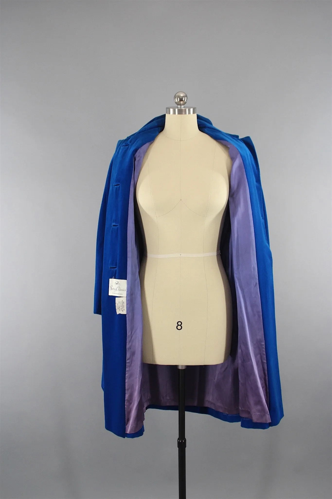 Vintage 1960s Electric Blue Velvet Coat by Surrey Classics Coat