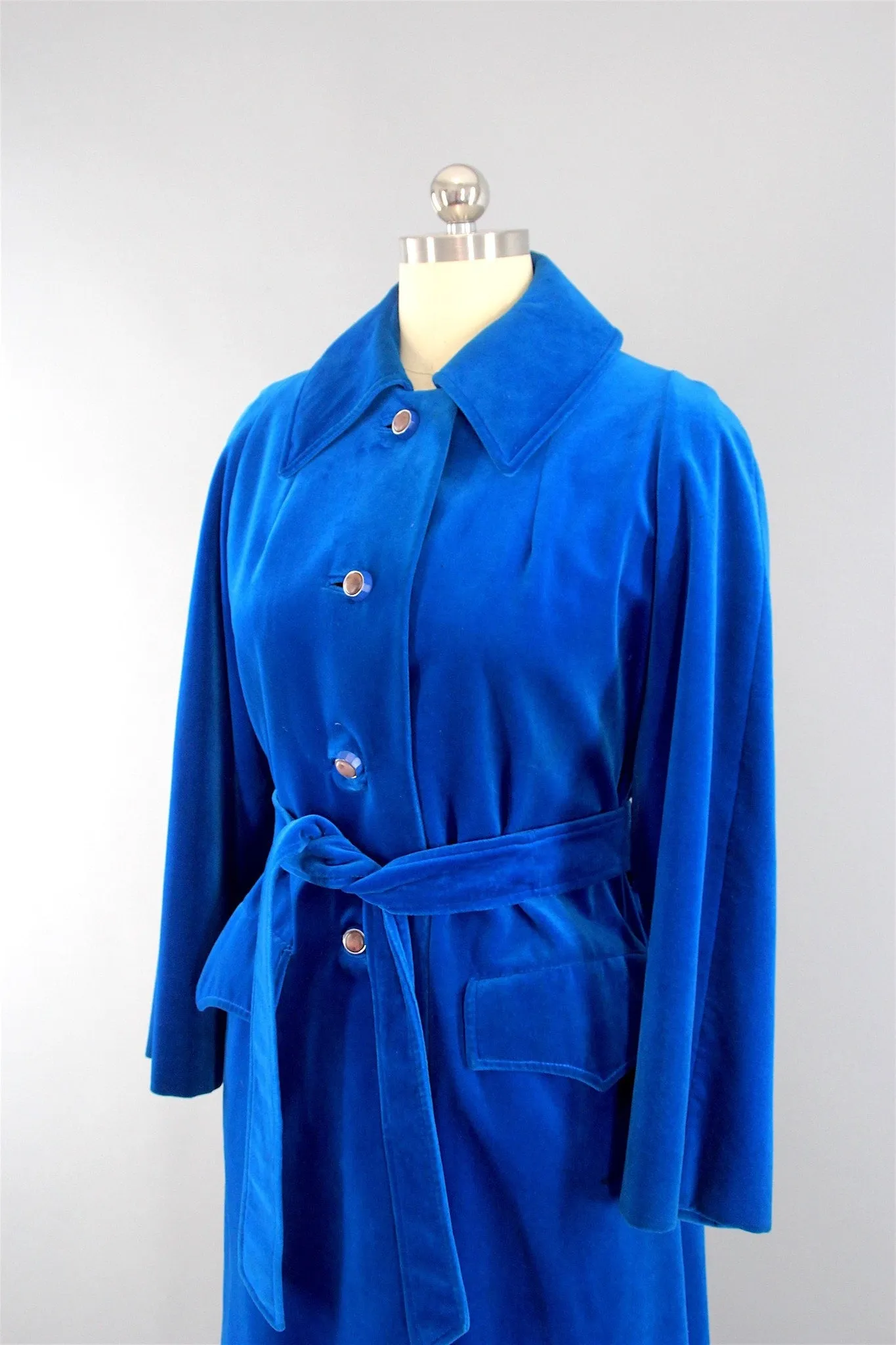 Vintage 1960s Electric Blue Velvet Coat by Surrey Classics Coat