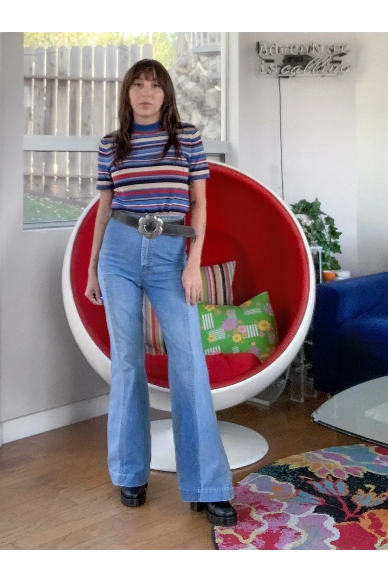 Vintage 90’s Striped Turtleneck Top - Size Petite P